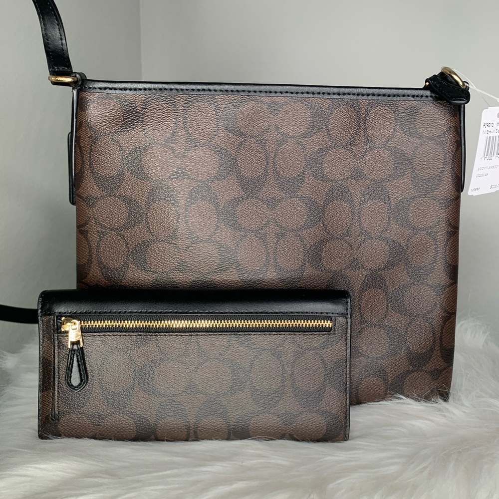 COACH Signature Zip File Crossbody / Wallet Set - Picture 5 of 8